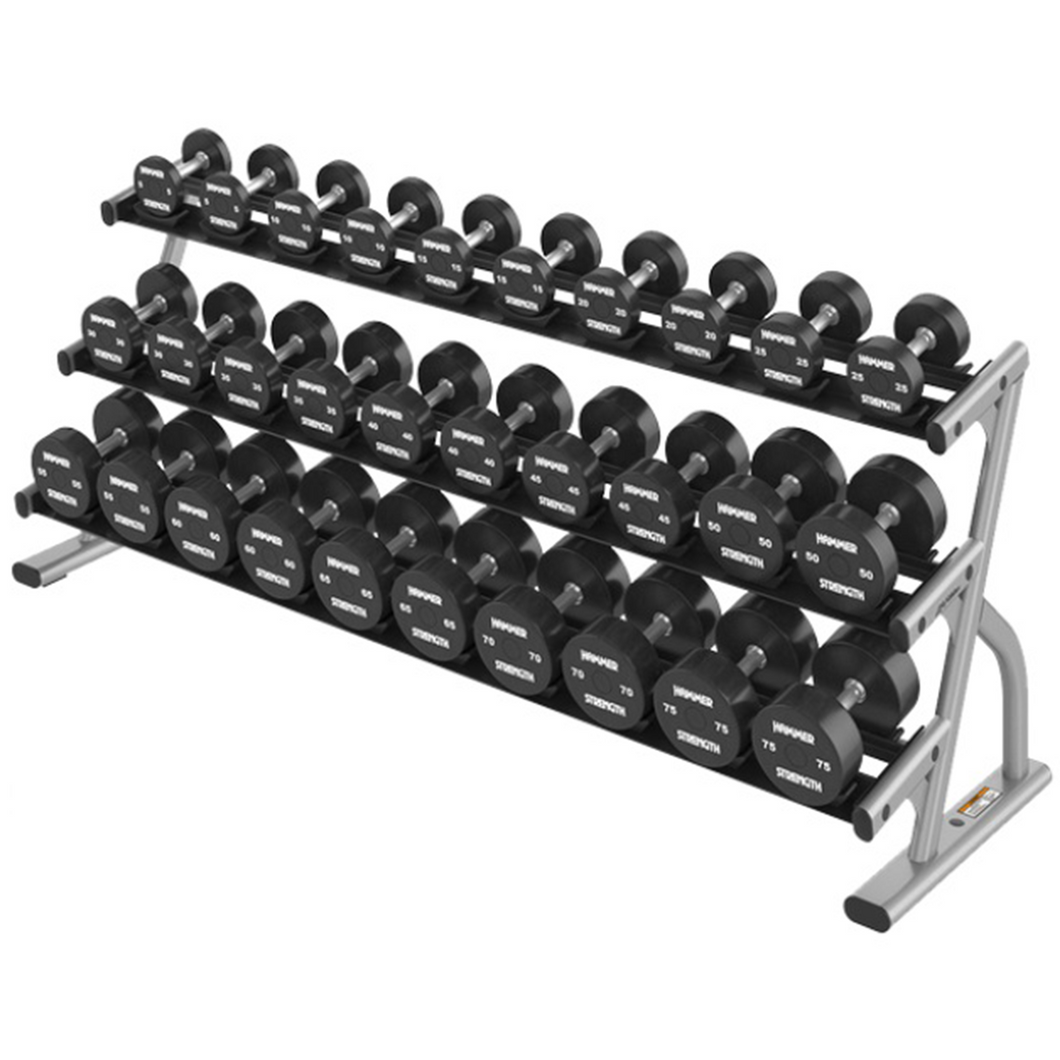 AXIOM Series Three-Tier Short & Long Saddle Dumbbell Racks Fitness For Life Mexico